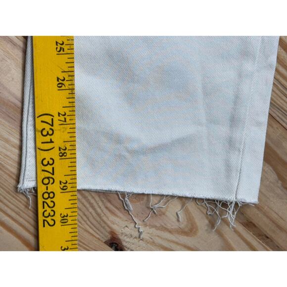 Free Assembly Women’s Denim Jeans Super High Rise Straight Size 4 Raw Hem - Picture 10 of 11